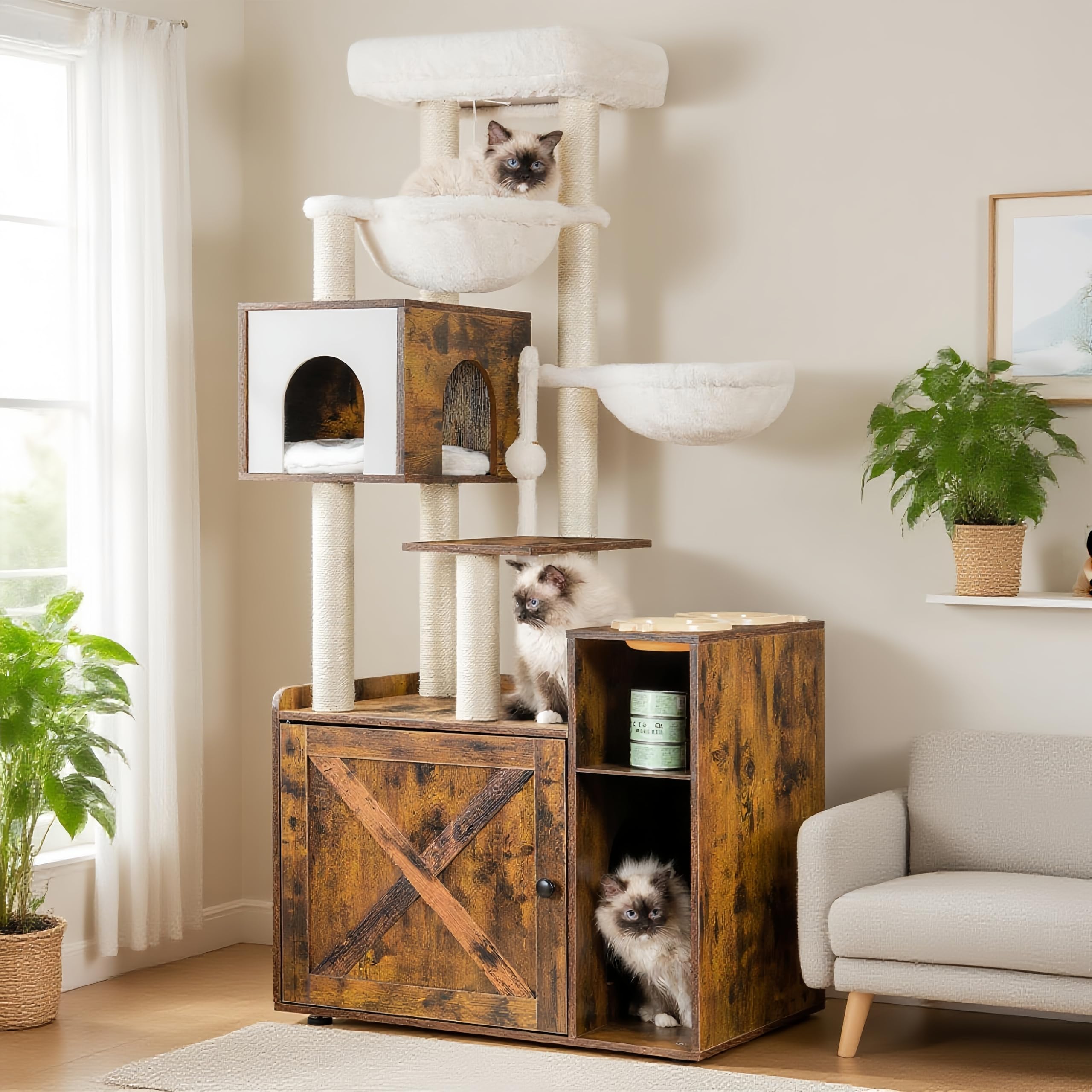 Amazon.com : Hey-brother Cat Tree with Litter Box Enclosure
